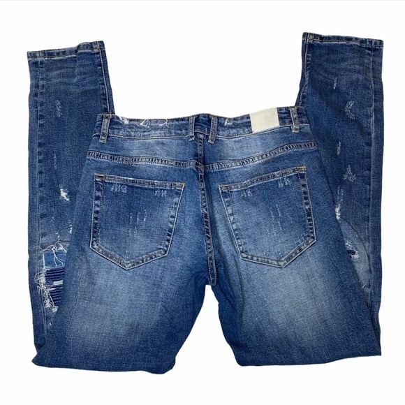 Men blue Embellish ripped skinny slim jean waist 30 - Picture 4 of 6